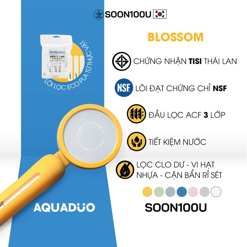 AQUADUO SF-580 BLOSSOM Cao Cấp - Đầu vòi sen tắm nhiều màu lọc nước tăng áp - lõi lọc chọn phân loại SOON100U