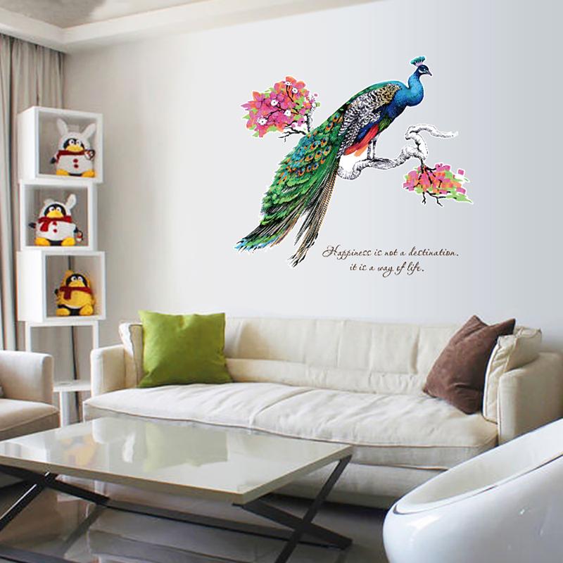 Wall Stiker Dinding Aesthetic – Bahan plastik vinyl transparan, ukuran 90cm x 60cm (P x T) per pcs, motif burung merak di atas dahan pohon. Terbuat dari kertas sticker, ideal untuk dekorasi dinding yang elegan dan menarik 5