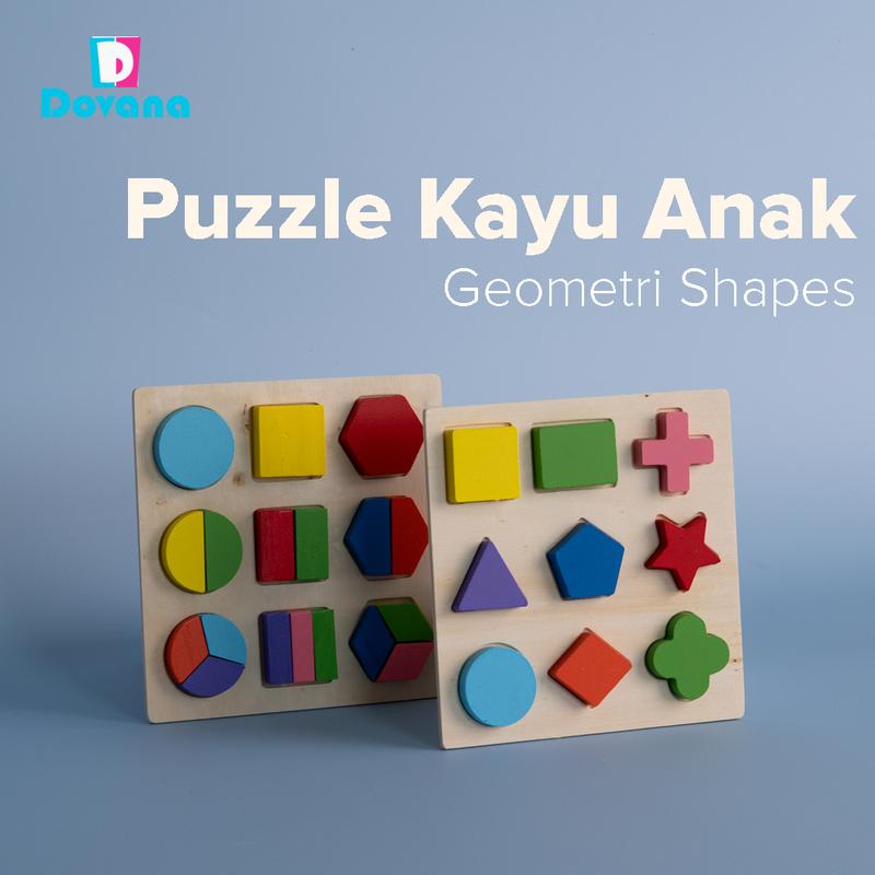 Dovana Puzzle Anak Geometri Shapes Kayu Bentuk Edukasi Mainan Balita ...