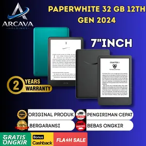 Amazon Kindle Paperwhite 12th Gen 2024 7 inch Signature 32GB EBook Reader Black / Jade / Ebook with Long Battery Life / Waterproof E INK reader Bluetooth Wireless Baterai Cable Gray Hijau