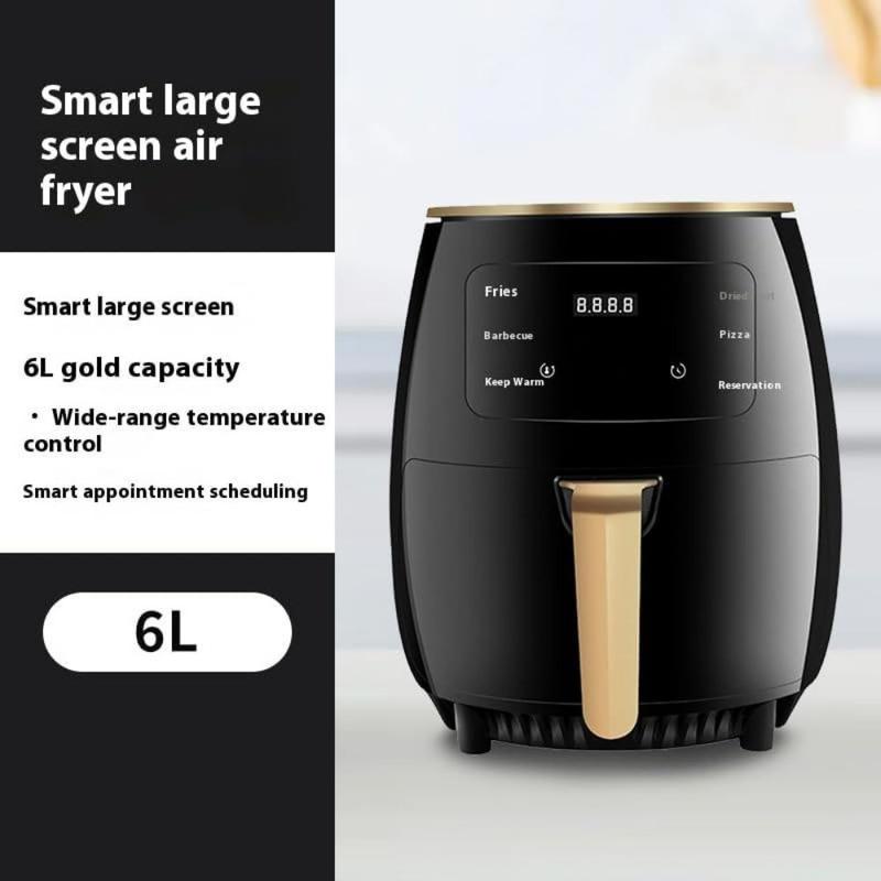 Thông minh 6L Nồi chiên không dầu Đa chức năng Màn hình cảm ứng Nồi chiên điện Có thể điều chỉnh nhiệt độ. Giỏ có thể tháo rời. Máy nướng không dầu kỹ thuật số Hộ gia đình