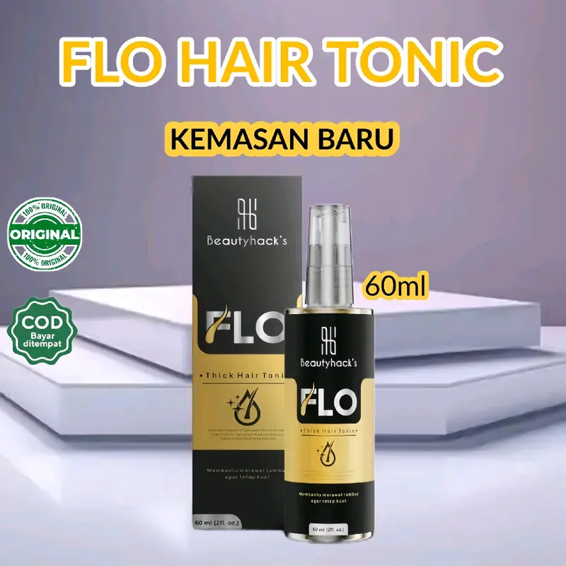 FLO Hair Tonic I Merangsang Pertumbuhan Rambut I FLO Hair Tonic 60ml Minyak Rontom Vitamin Perawatan asli Menumbuhkan Rontok Kering Haircare Treatment Shampoo Argan Conditioner Mandi 1