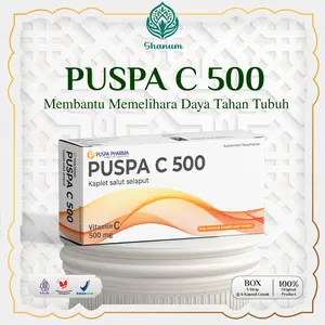 Puspa C 500 mg Box - Menjaga Daya Tahan Tubuh - Isi 5 Strip @ 6 Kaplet (30 Kaplet) - Vitamin