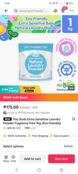 Product Review of Tiny Buds Extra Sensitive Laundry Powder Fragrance Free 1kg (Eco Friendly) from M**a D**o 0