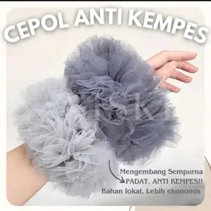 Bundling!! 2PCS Cepol Hijab Murah Ikat Rambut Tile Tule Premium Scrunchie Anti Pusing cepolan