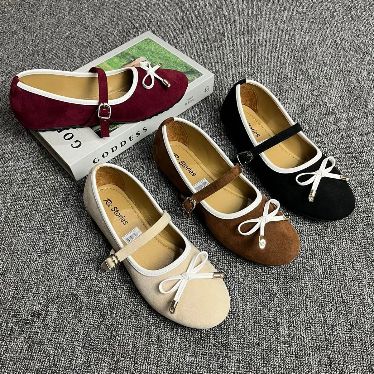 RE STORIES SEPATU WANITA SHABRINA flatshoes motif pita Flatfrom soll karet anti slip trendy