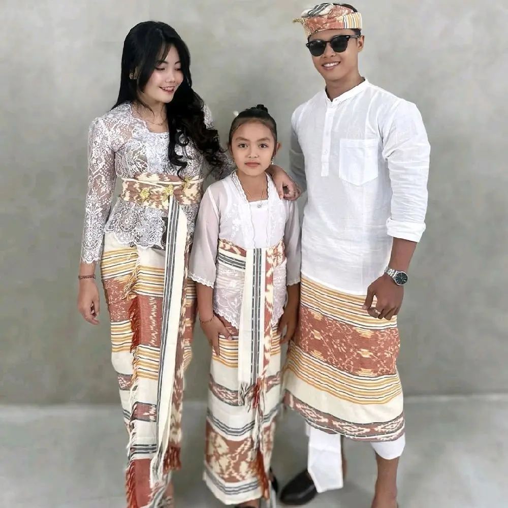 Set Couple Family Kamen Saput Udeng Blangket Anak Keluarga Katun Setelan Batik Custom Dewasa Kondangan Motif