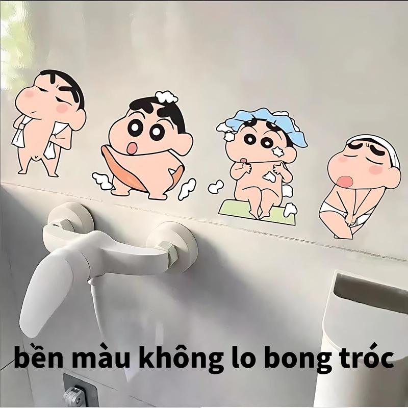 Bộ sticker nhân vật hoạt hình dễ thương, dán tường phòng tắm và gạch men, chống…