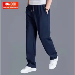 Celana Trening Training Panjang Olahraga Unisex Zipper Lembut Basic - Model Simple dan Polos - Melar, Karet Pria dan Wanita Sport