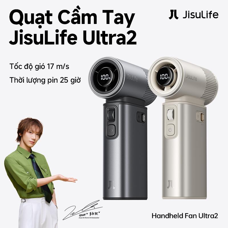 Quạt Cầm Tay JisuLife Ultra2 9000mAh, Quạt Mini 5 Trong 1, 100 Cấp Độ Gió, Đèn Pin, Sạc Dự Phòng, Bơm Khí, Pin Sạc, Phù Hợp Cắm Trại & Hoạt Động Ngoài Trời