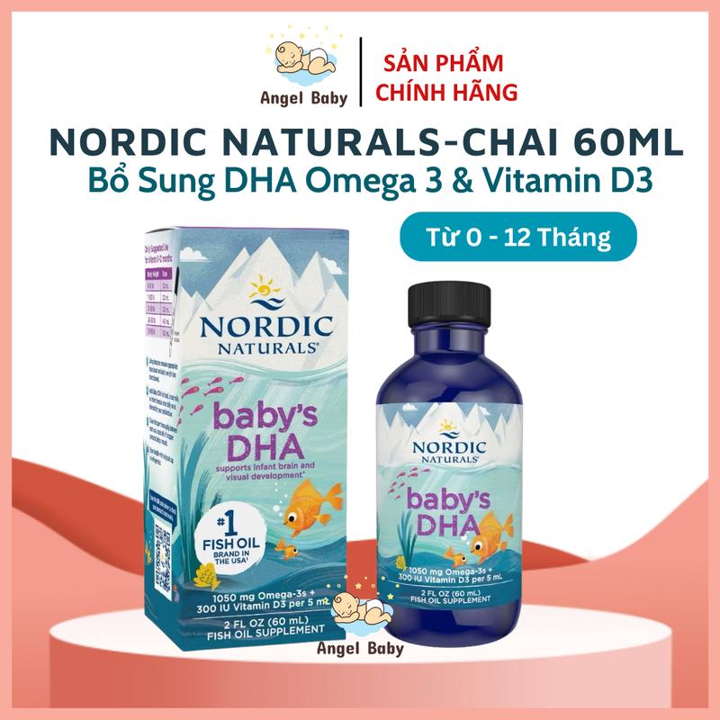 DHA Nordic Naturals Baby bổ sung Omega3 vitamin D3 giúp bé phát triển trí não xương răng chắc khoẻ