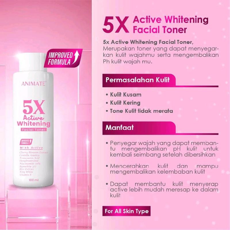 Animate 5X Active Whitening Facial Toner 100ml 3