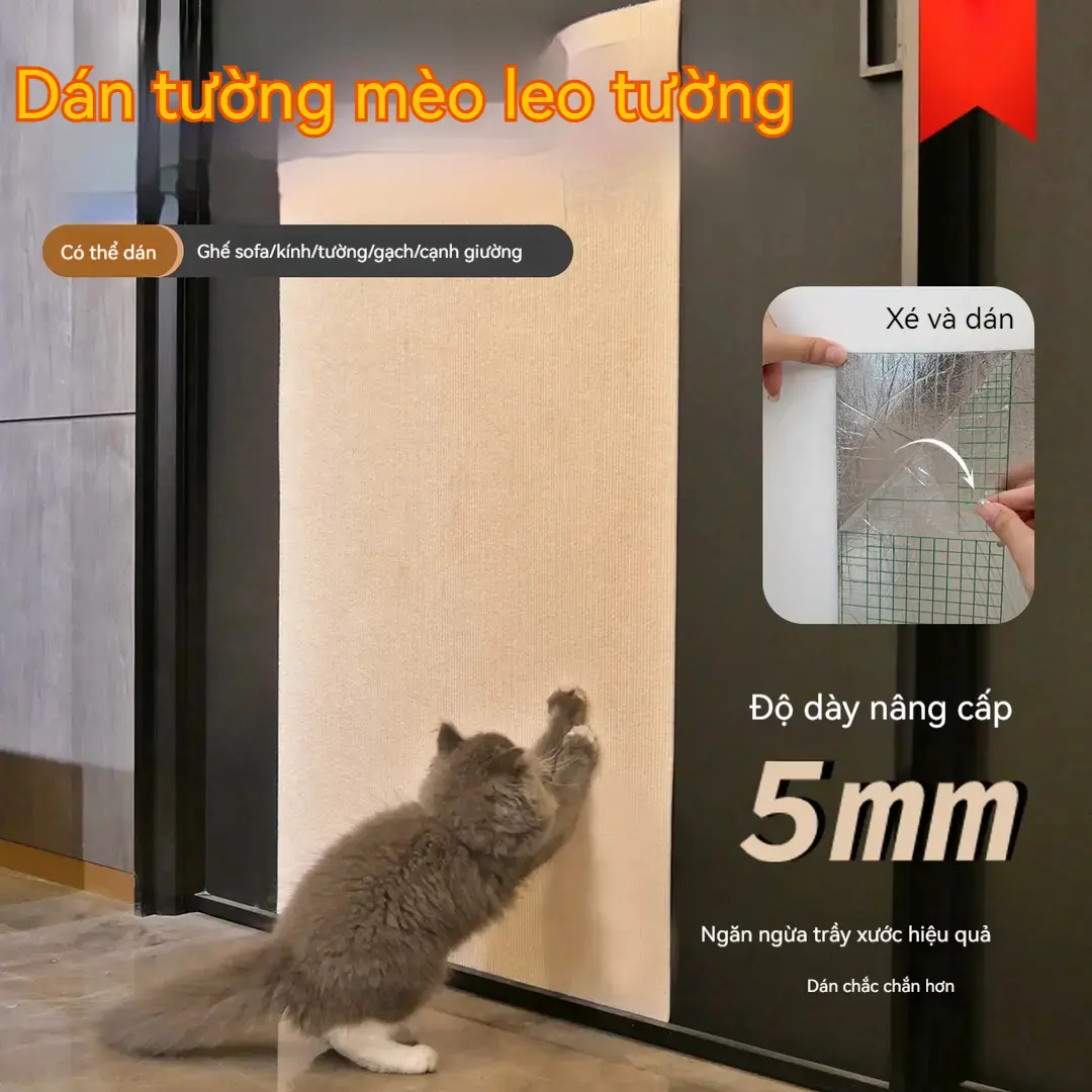 Thảm Leo Tường Cho Mèo, Vật Liệu Thân Thiện Với Môi Trường Không Dệt, Chống Mài Mòn Và Chống Trầy Xước, Không Gàu, Chống Trầy Xước Mèo, Bảo Vệ Thực Dụng Thích Hợp Cho Đồ Nội Thất Và Tường, Thảm Tự Dính, Đồ Dùng Gia Đình