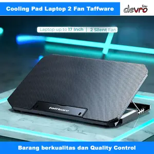 Cooling Pad Laptop 2 Fan Maks 17 Inch -  Fixed dan Adjustable Speed - Taffware Q100 Aluminium Kipas Computer Plastik