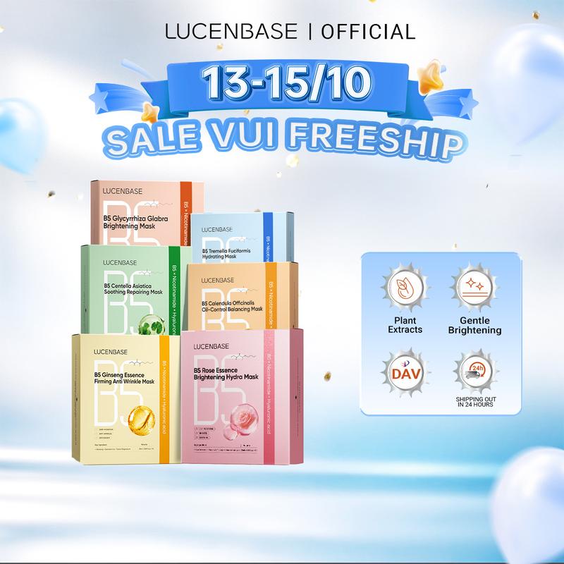 LUCENBASE 1 Hộp 10 Miếng Mặt Nạ Giấy cấp ẩm khóa ẩm phục hồi B5 25ml / miếng