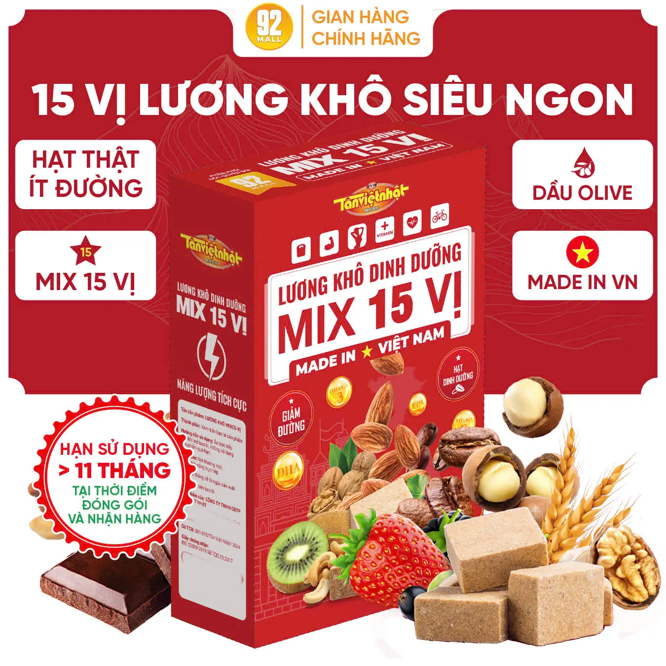 [SALE 15.7] Hộp 1Kg Lương Khô Mix 15 Vị Ăn Vặt Tiện Lợi, Mang Đi Du Lịch, Tập Thể Thao, Văn Phòng