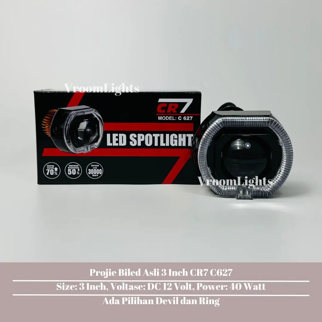 CR7 Tipe C627 Projie Biled 3 Inch Matrix X1 Cahaya Putih Body Black