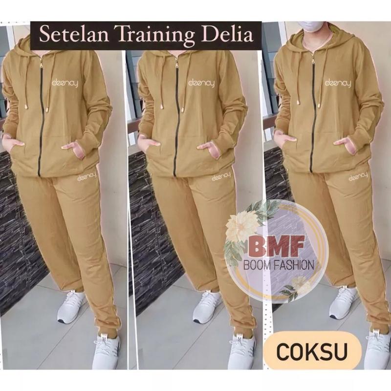 BOOM - Setelan Training Delia Hoodie L XL XXL 3XL 4XL Fashion Pakaian Training Wanita Jumbo Baju Olahraga Muslim 5