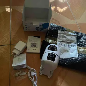 SSQ33 Cam720 Kamera Keamanan CCTV bisa ngomong dari hp PTZ Lensa Ganda Luar Ruangan HD 1080P, Nirkabel WiFi, Penglihatan Malam Ganda