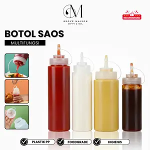 Grove Maison Botol Saus Botol Penyimpanan Tiga Lubang & Lubang Tunggal Botol Sauce Mayonaise Kecap Serbaguna