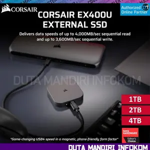 CORSAIR EX400U USB4 Portable SSD 1TB 2TB 4TB - Compact External SSD USB Type C with Lightining Fast Speed