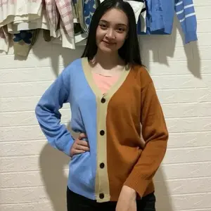 Cardi Sinta Flat Baby Blue Coklat - Desain Simpel dan Warna Menarik - Knitwear