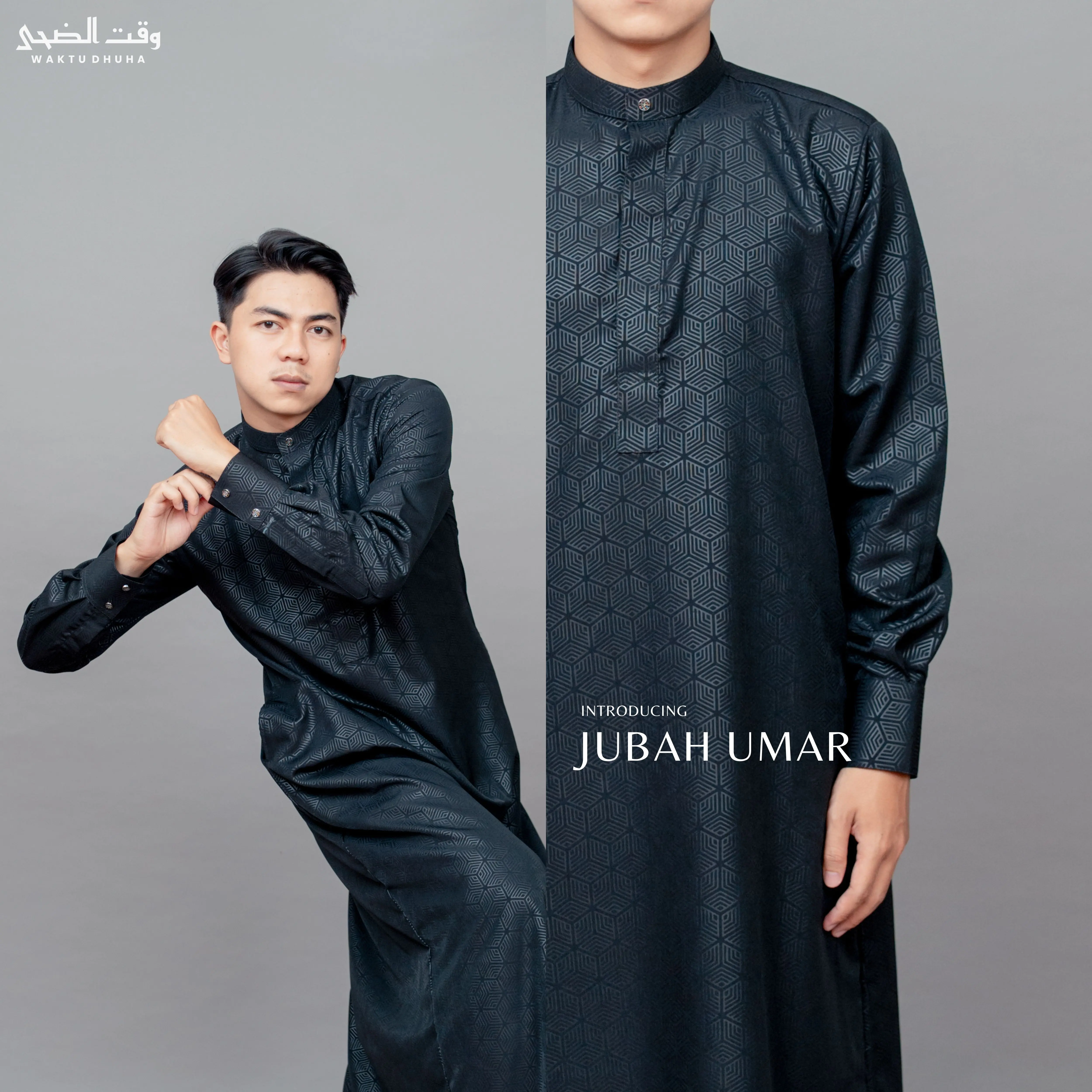 WAKTU DHUHA - Jubah Umar gamis laki-laki lengan manset terbaru baju muslim premium motif style muslim