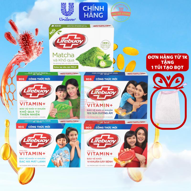 Bánh Xà Phòng Lifebuoy Vitamin+ Bảo Vệ Khỏi 99.9% Vi Khuẩn 90G Tặng Túi Tạo Bọt Mua Từ 1K