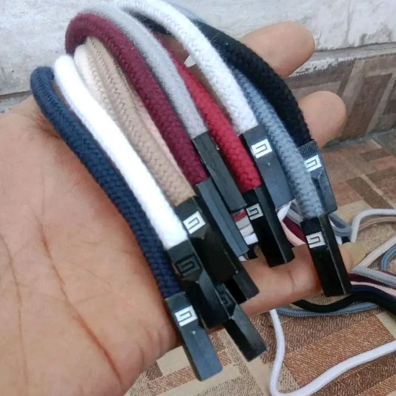Tali Hoodie tali celana Ujung berlogo E Katun