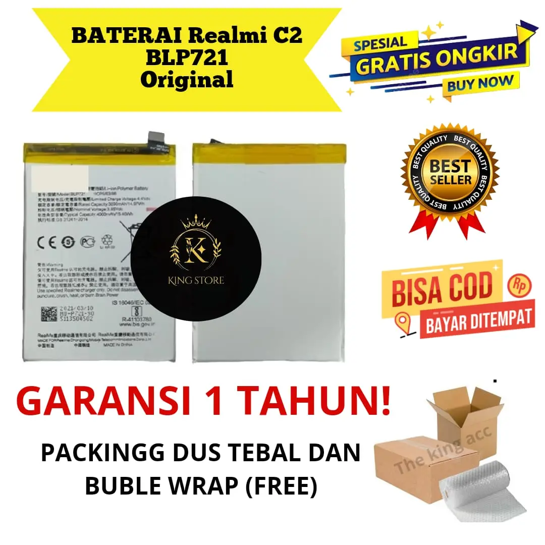 Baterai REALMI c2 Original BLP721 / Baterai BLP721 Untuk REALMI c2 Original Garansi Pabrik