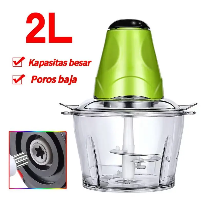 Meat Grinder Food Processor Penggiling Daging Serbaguna Elektrik 2L - Blender BumBu dapur Gilingan Daging Chopper 1