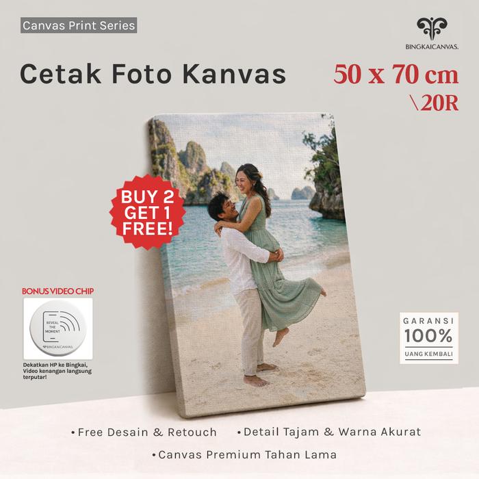 Gambar Bingkaicanvas Cetak Foto Kanvas 50x70cm 20R + Spanram Kayu Frameless Gantungan Desain Revisi Gratis Garansi 100% Uang Kembali Buy 2 Get 1 Free dari bingkaicanvas Kota Depok Tokopedia