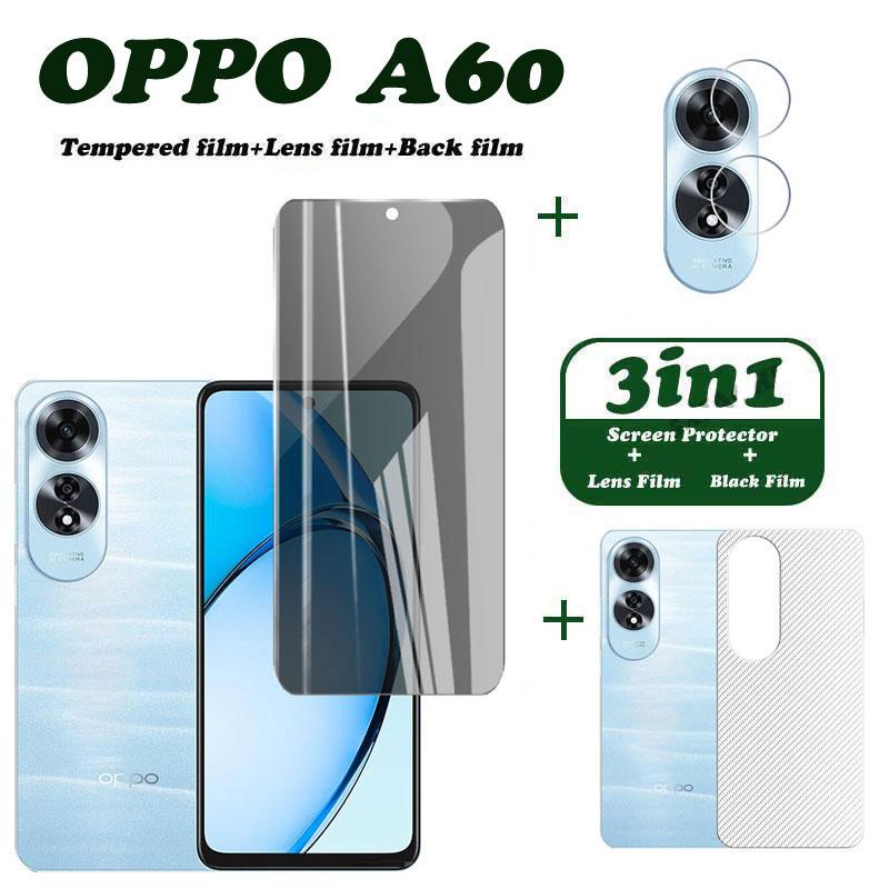 กระจกนิรภัยป้องกันสายลับ 3in1 สำหรับ OPPO A60 ฟิล์มกันรอย ฟิล์มกันรอย และฟิล์มหลัง