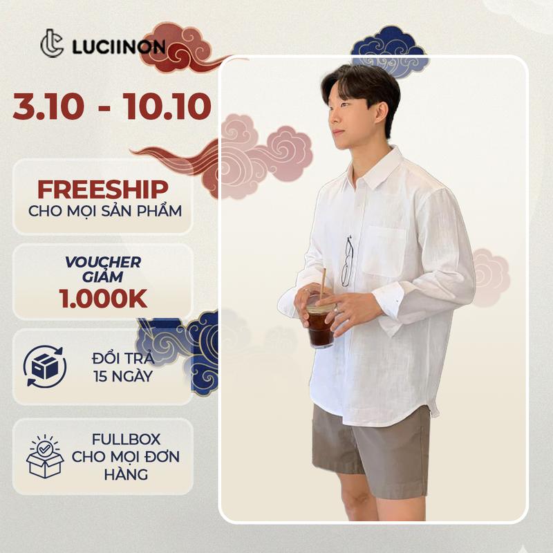 Áo sơ mi ĐŨI XƯỚC cổ bẻ dài tay nam cao cấp, Form dáng thời trang thanh lịch thoải mái thấm hút tốt - LUCIINON sominam Menswear Có Cổ áo sơ