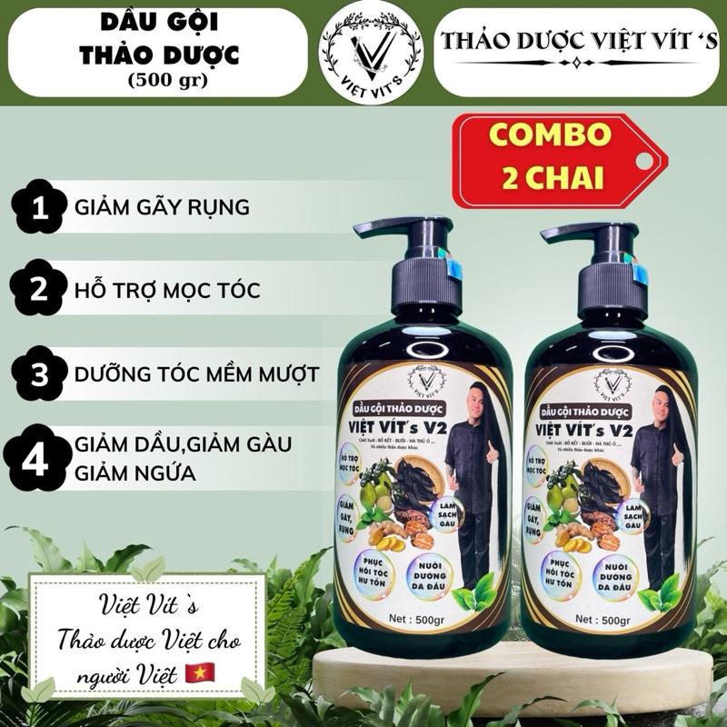 [Combo 2 Chai ]  Dầu Gội Thảo Dược Việt Vít's V2 [500ml /1chai ] ( Giảm Rụng Tóc, Hỗ Trợ Kích Mọc Tóc -Giúp Sạch Gàu - Sạch Nhờn Da Đầu ) dùng cho nam và nữ