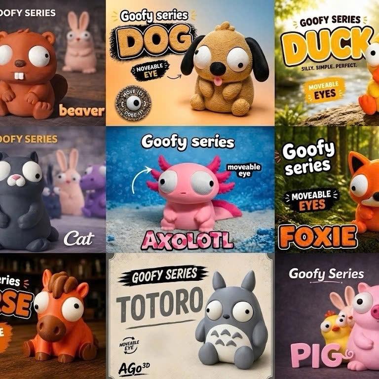 Mô Hình IN 3D Đồ Chơi Thú Mắt Lồi Ngộ Nghĩnh GOOFY SERIES - Đồ Chơi Độc Lạ Mắt Chuyển Động Làm Quà Tặng