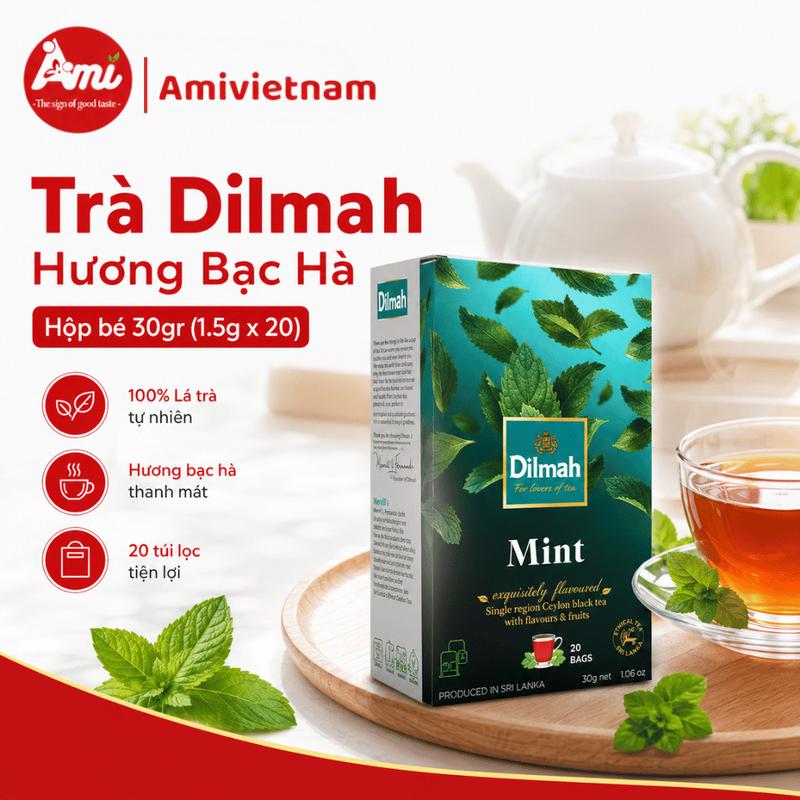 Trà Dilmah Vị Bạc Hà Mint Tea 30g (1.5g x 20 túi) | Thanh Mát, Thư Giãn, Đậm Vị Bạc Hà