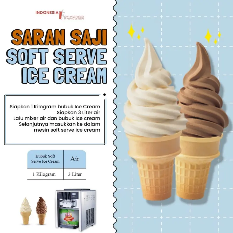 [ICE CREAM] Bubuk Soft Serve Ice Cream Premium / Es Krim Premix Premium Quality 1 Kg Rasa Vanilla Milk / Vanila Susu Omura Powder 1