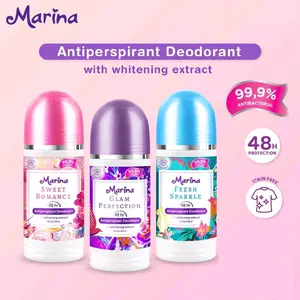(Beli 1 Gratis 1) Marina Anti Perspirant Deodorant Roll On 48H Glam Perfection | Sweet Romance | Fresh Sparkle