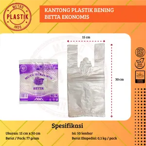 1 Pack (50pcs) Kantong Plastik Ekonomis HD 15 Tipis Isi 50pcs | Kresek BETTA Bening Embos Ukuran 15 Isi 50pcs Ramah Lingkungan Plastik Buah Hadiah