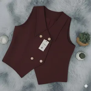 K-YUNIA VEST / VEST BASIC WANITA / Vest Semiwoll Atasan Crop K-YUNIA Vest Casual Rompi