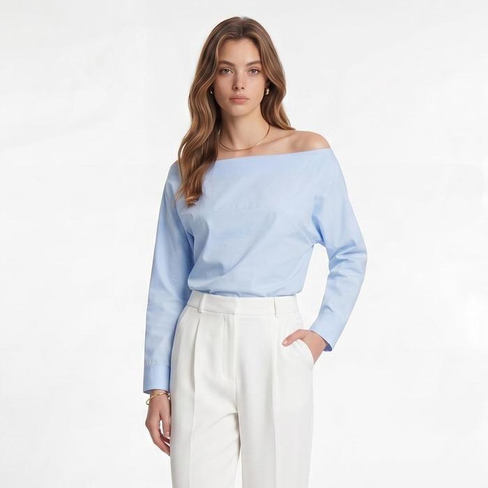 Gambar [Anniversary Picks][MEIN] Blouse Wanita Off Shoulder Lengan Panjang Biru 5448 - Atasan biru-S dari MEIN Indonesia Kab. Tangerang Tokopedia