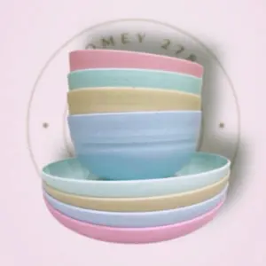 PAKET ISI 8pcs: 4pcs MANGKOK BAKSO+4pcs PIRING BULAT