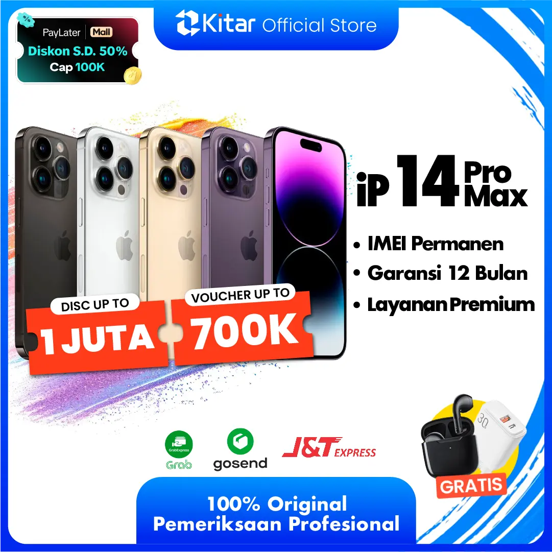 [Secondhand] iPhone 14 Pro Max ex iBox Beacukai IMEI Permanen Garansi 12 Bln Kualitas Teruji Resmi FULLSET 128GB 256GB 512GB 1TB