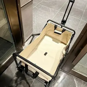Troli Barang Lipat Camping Wagon Kapasitas 80 kg, Roda Besar 360°, Keranjang Oxford 600D dengan Rangka Baja – VV80 (Beige)