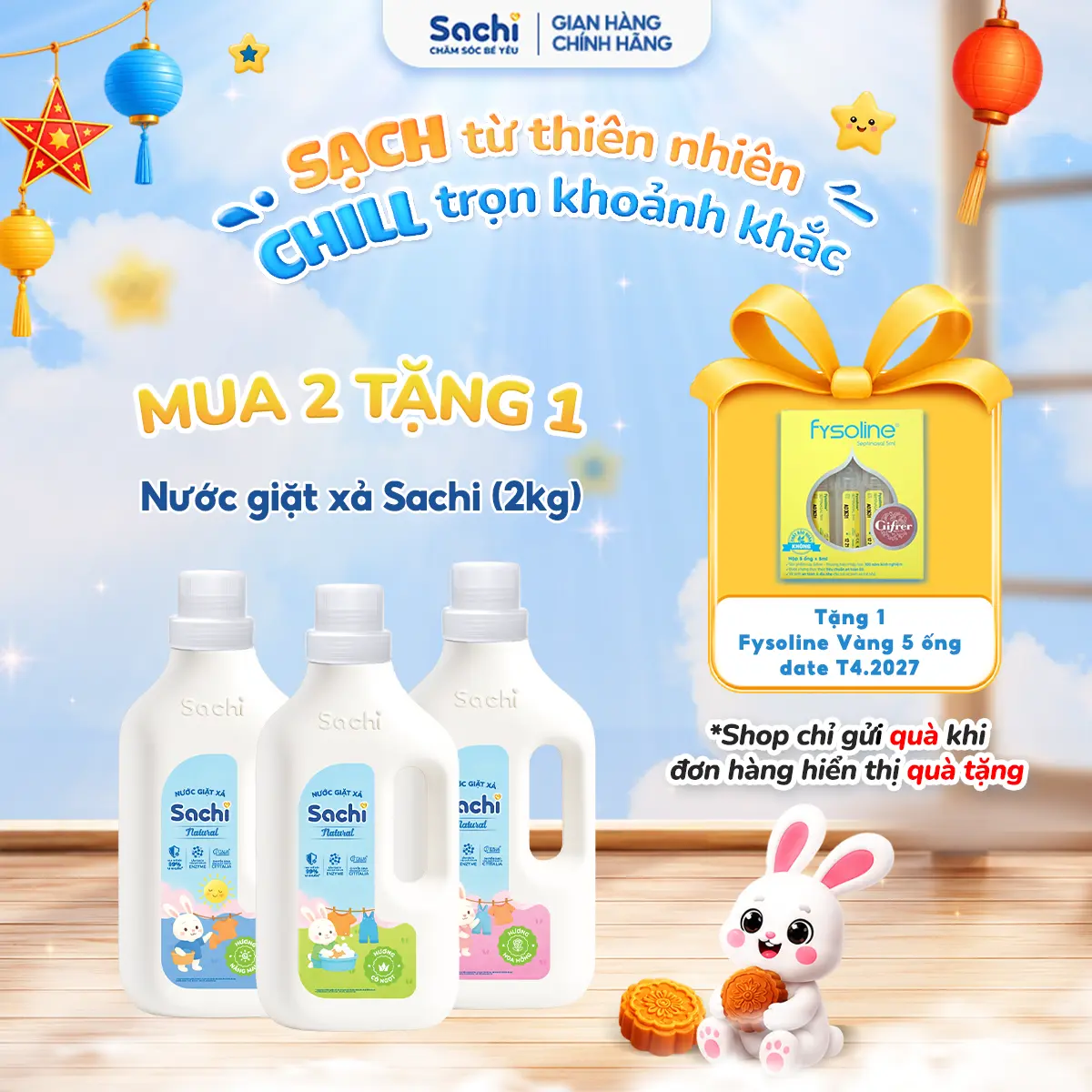 Nước giặt xả Sachi cho bé dung tích 2 lít giúp làm sạch chất bẩn, giữ màu sợi vải