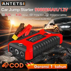 ANTETSI 10000mAh 12V Car Jump Starter Dengan Tombol Boost Jumper Aki Mobil Powerbank Car Jump Starter Power Bank Lampu LED, Lampu Darurat Penguat Baterai untuk Mobil