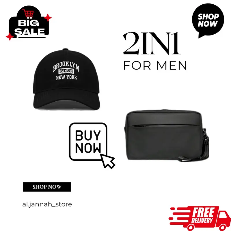 PAKET LENGKAP PRIA STYLE TAS SELEMPANG BAHU PRIA DENGAN TOPI DISTRO BASEBALL GRATIS DOMPET BELI PAKET 3IN1 2IN1 KADO HADIAH UNTUK COWO PRIA HAMPERS COWOK PRIA Kulit Hitam 1