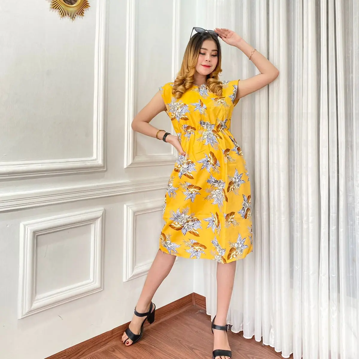 PROMO 105rb DAPAT 5 Daster Manohara Kekinian Lengan Pendek Motif Bunga Abstrak Random Busui Panjang Rayon Bumil Wanita Piyama Tidur Kancing