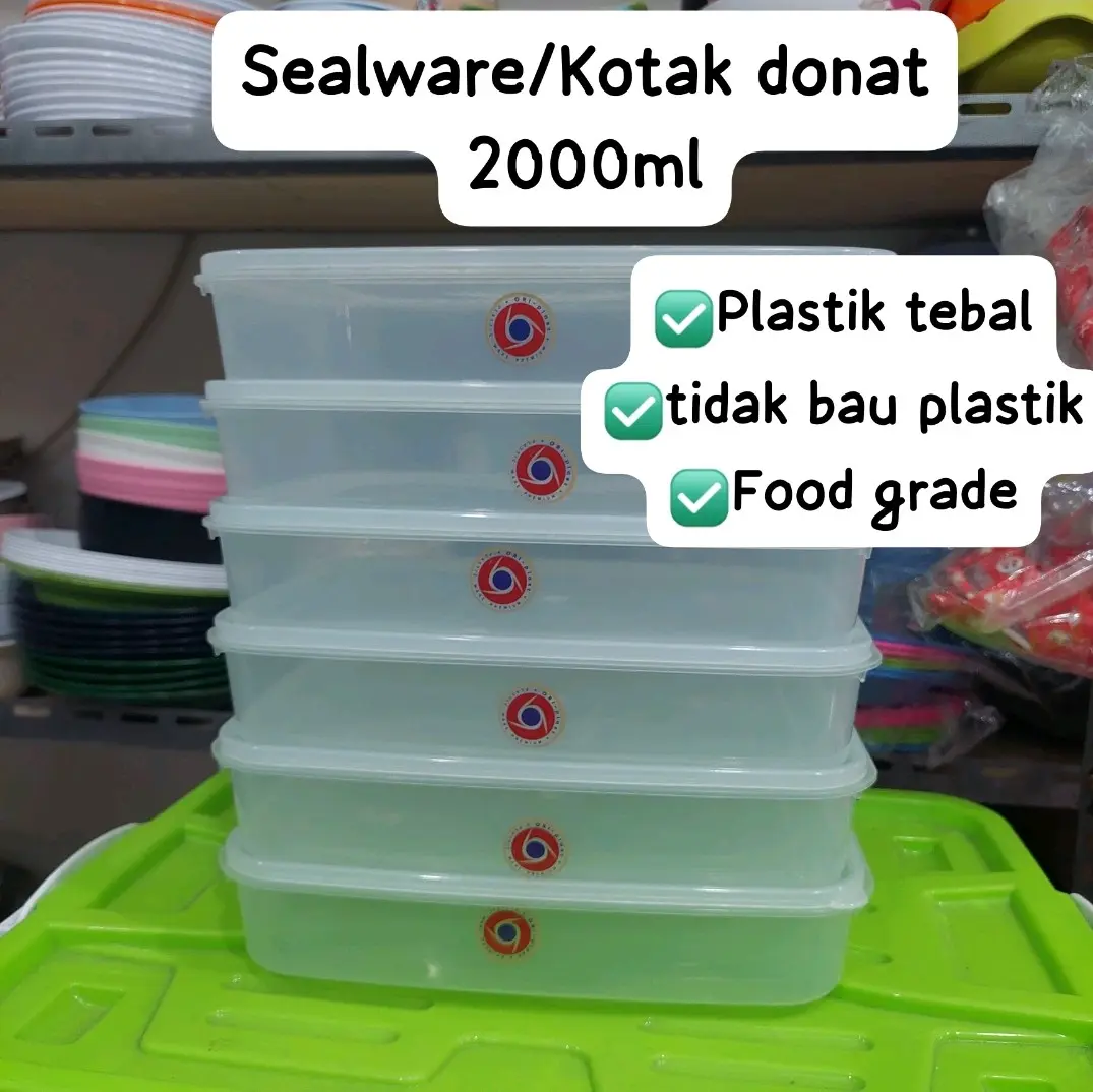 Sealware 2000ml/ wadah donat/sealware transparan/kotak makan/kotak donat